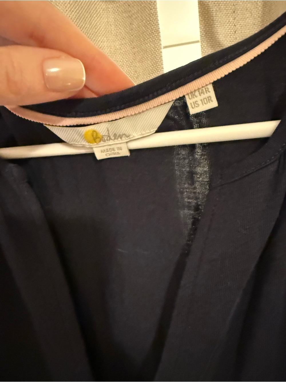 Boden Women's Navy Blue V-Neck Jersey Knit Maxi Dress with Tie Waist 10 - Picture 2 of 4